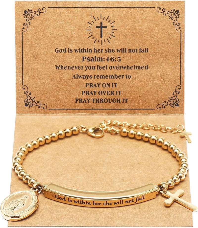 DS Inspirational Bracelet for Women Christian Engraved Bibler Verse Cross Butterfly Daisies Charm Bracelet, Exquisite Stainless Steel Jewelry Daughter Best Friend Bestie - Image 1